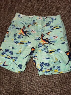 Polo by Ralph Lauren Mint Tropical Marlin Print Swim Shorts
